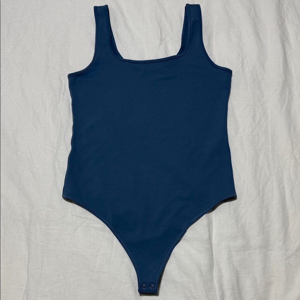 Abercrombie & Fitch Scoopneck Tank Bodysuit, Dusty Blue
